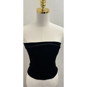 Vintage Black Velvet Tube Top Side Small Gothic Witchy